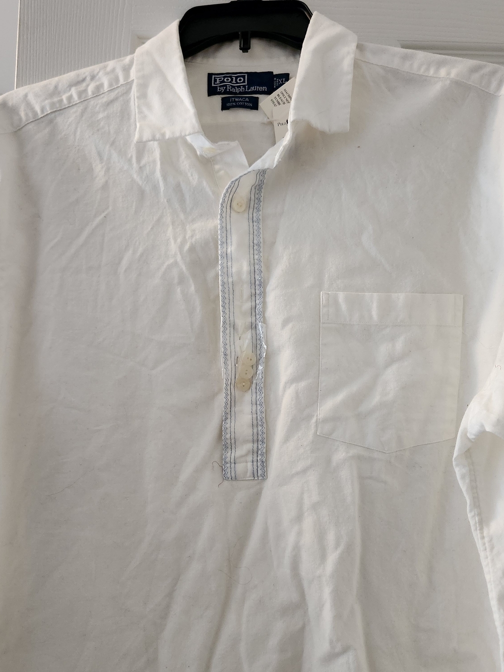 Ralph Lauren White  Men's Long-Sleeve Button-Down Popover - XL